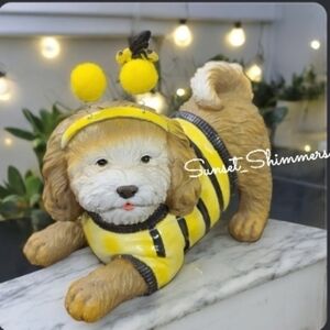 DOG Puppy in Honeybee Bumblebee Halloween Costume Resin Statue Decor New